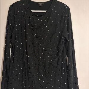 RW&CO. Black Long Sleeve Top with White Dots